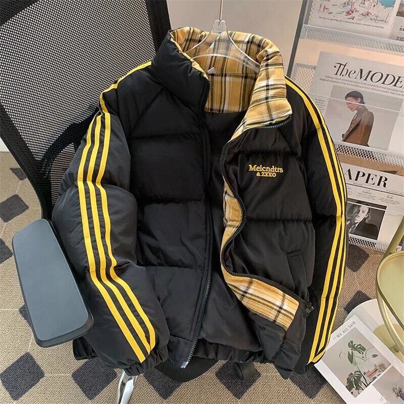 美式撞色格子棉服外套潮牌设计感小众加厚保暖面包服MF339-P80,男装棉衣,星座412-2