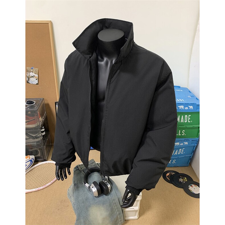 假模主推 美式高街宽松短款行政棉服夹棉翻领夹克男 D392 特P55图片