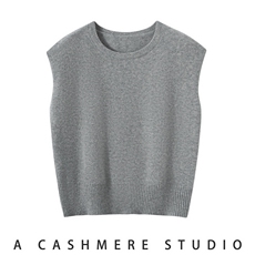 2025年秋季双股圆领马甲时尚通勤休闲，女装马甲，朝思纯山羊绒