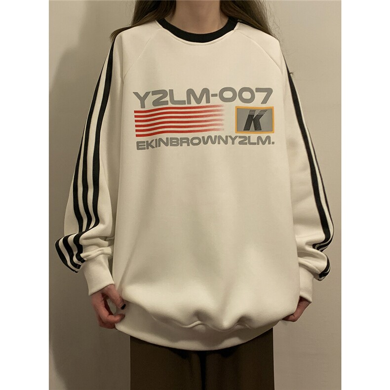 中性圆领印花字母图案袖子三杠织带大码M-5XL卫衣WY77762P48控68,男装卫衣,星座227-7