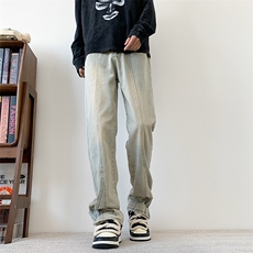 现货黄泥色直筒裤脚开衩牛仔裤S-5XL加大码310A-2BK307P58控78，男装牛仔裤，星座310A-2