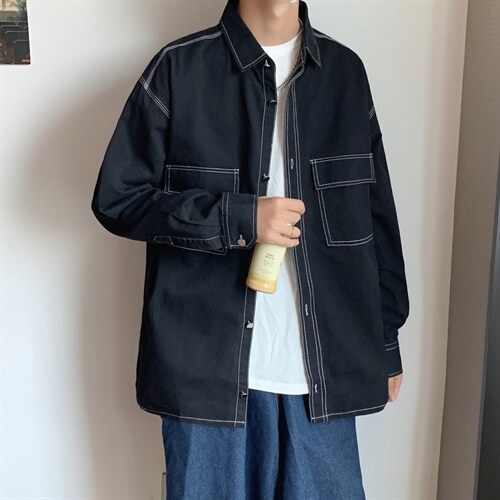 秋装新款纯色长袖衬衣男工装大码衬衫A338-1C91P50,男装衬衫,电商D325