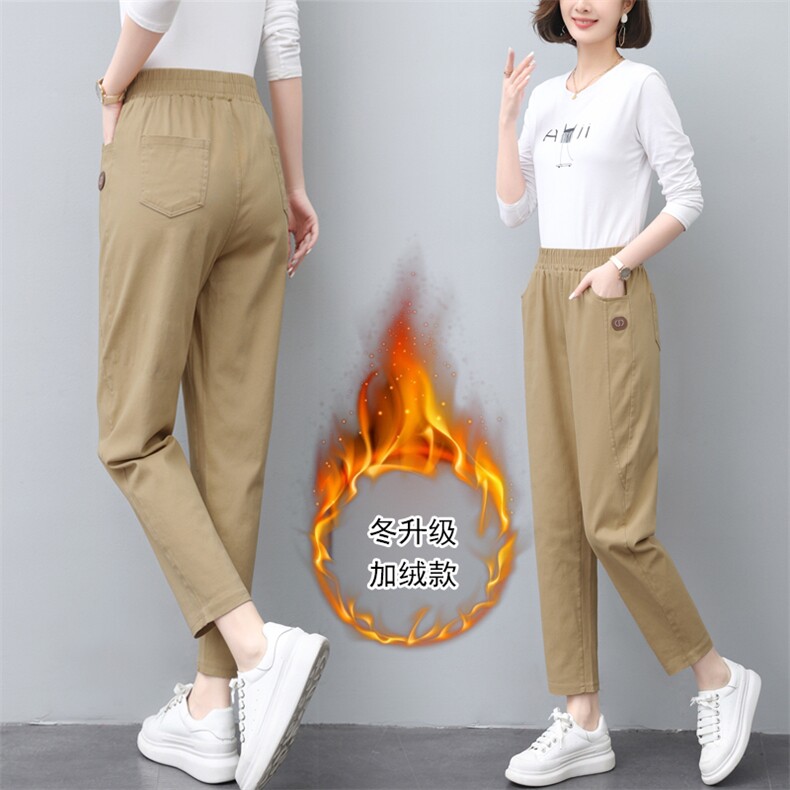 加绒休闲裤女2024冬装新款三年不下架直筒裤中老年妈妈直筒小脚裤，女装休闲裤，璐依舞