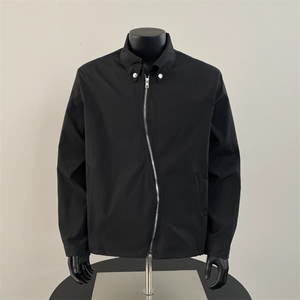 LY0757-P55黑色夹克潮牌秋冬新款美式复古纯色翻领外套上衣服图片