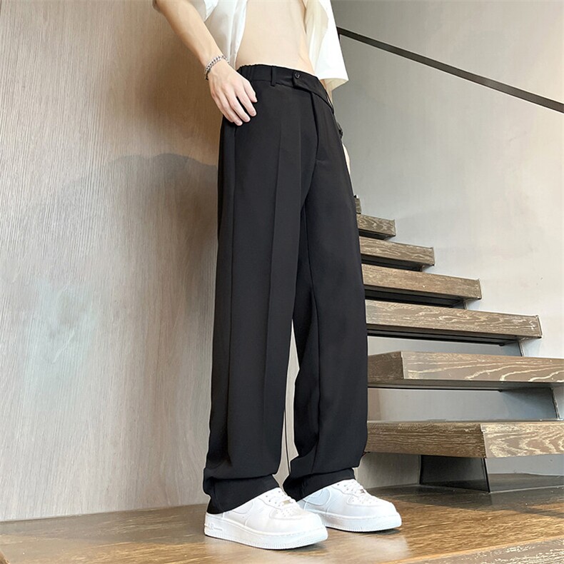 2025春季新款垂感休闲裤男宽松直筒小西裤九分裤纯色百搭K225P48图片