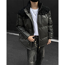 PU皮棉服冬季宽松港风棉衣立领冬装棉袄外套男MY249-特P105控168，男装棉衣，电商B370