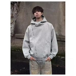 秋季男款太空棉连帽重磅开衫卫衣纯色百搭男上衣情侣春秋短款外套图片