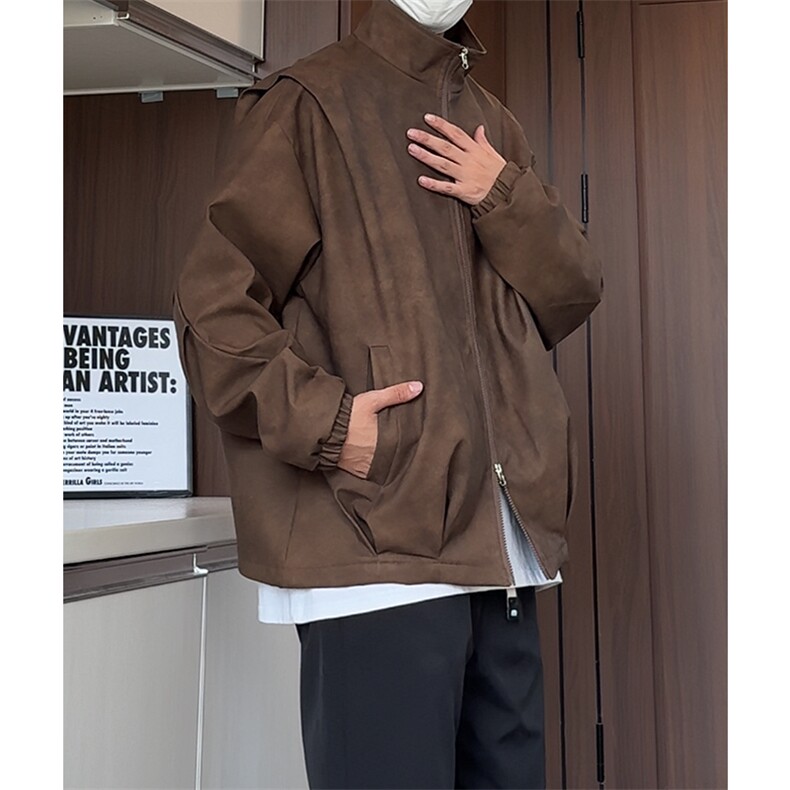 PY9099/P85新款宽松机能风磨砂皮衣皮夹克男休闲百搭痞帅上衣外套，男装夹克，电商A141