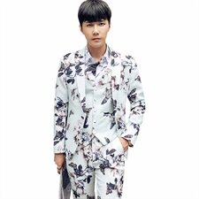 秋冬韩模款潮流个性夜店花西服套装男三件套小西装A470-TZ88，男装西服套装，电商A207