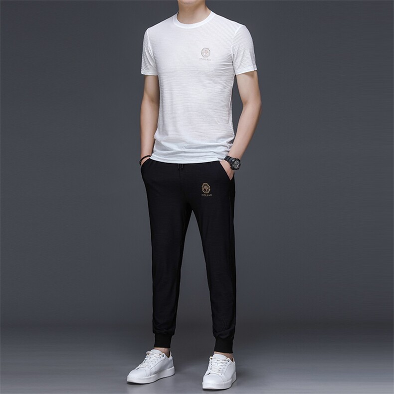 JG1868男士2023年春夏季新款运动套装短袖长裤T恤卫裤二件套P110,男装休闲套装,电商B360