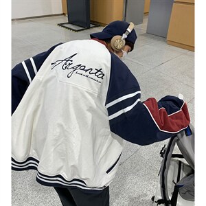 EQ86 棒球服外套男拼色机车服夹克2024新款秋装 P118图片