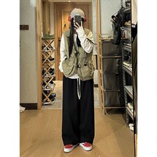 秋季新款阔腿灯笼水洗工装裤女模XZ604-KG35-P55控68，男装工装外套，星座604