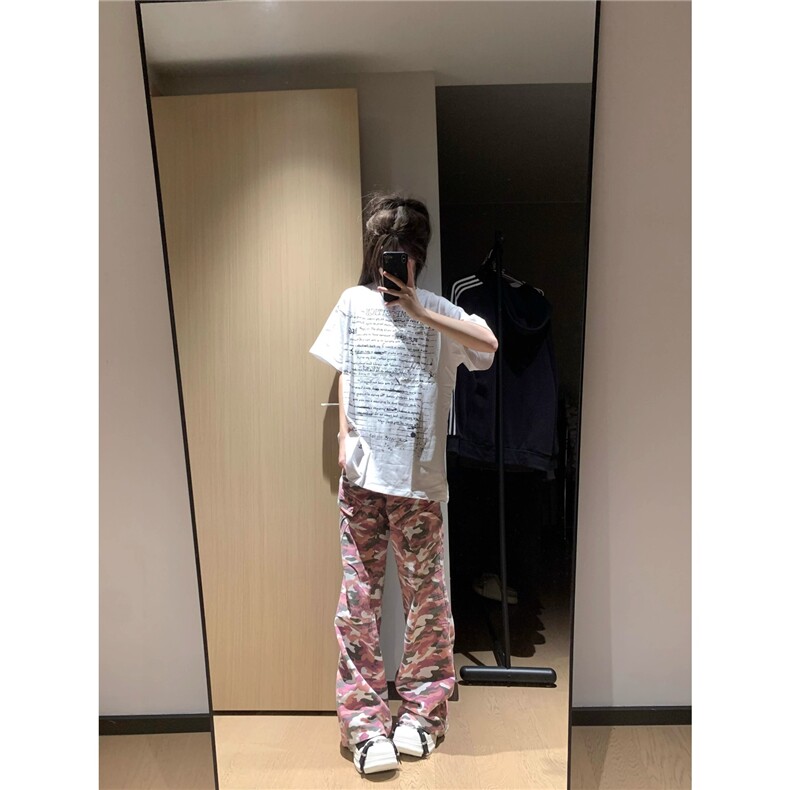 2025新款潮流街头做旧迷彩粉小众大口袋直筒工装裤长裤AA136-P59,男装工装外套,星座208-5