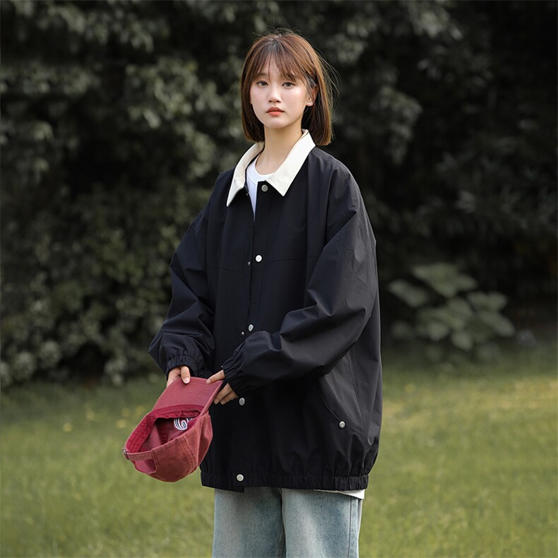 815A-MJ78632-58特秋冬纯色翻领外套夹克潮牌冲锋衣服女模,男装夹克,星座815A