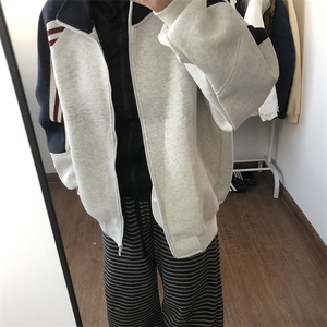 抖音得物高品质美式高街重磅结构织带拼接撞色立领卫衣外套CM41,男士立领西服外套搭配风格图片