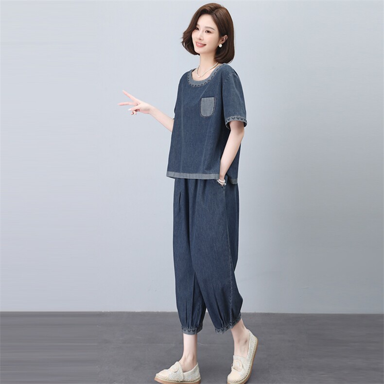 时尚夏季宽松牛仔套装显瘦休闲两件套,女装套装/套裙,悦见她