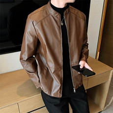 秋季立领皮夹克男士休闲机车皮衣外套潮宽松A266-PY005-P85控138，男装夹克，电商A266