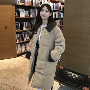 中长款撞色拼接灯芯绒棉服气质可爱都市丽人CC038-P100图片