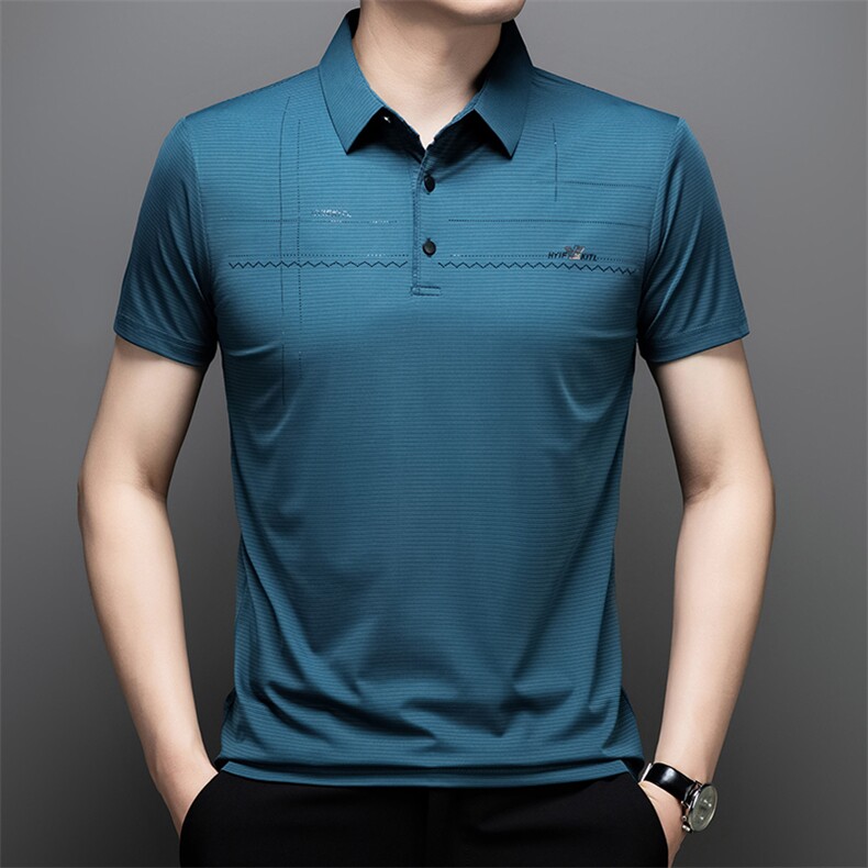 夏季男士短袖polo衫中青年休闲宽松翻领冰丝薄款T恤QSD1258-P40,男装Polo衫,星座1105-3