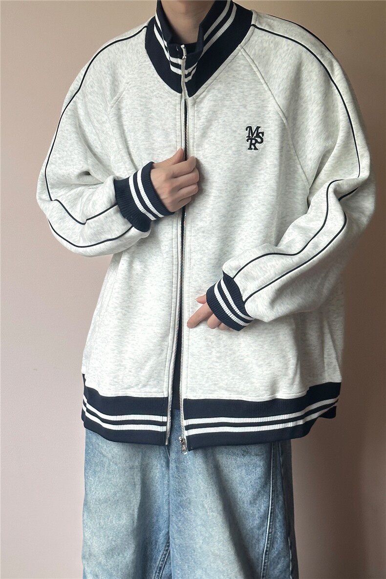 2026春现货立领卫衣外套男士宽松休闲绣花上衣A351-AW2529-P95,女装短外套,电商A351