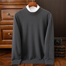 马鞍肩圆领时尚秋冬新款百搭纯色长袖羊绒针织衫，男装羊绒套衫，绒之心羊绒