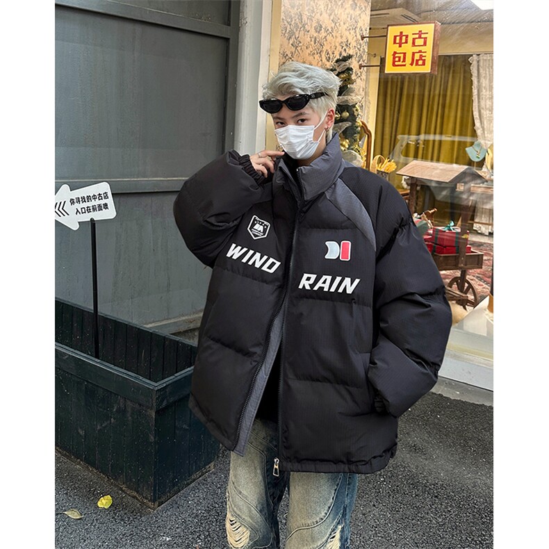 MY960-P125控178抖音品冬季美式高街插肩袖立领棉服男女宽松外套,男装棉衣,电商A058-1（原电商C417）