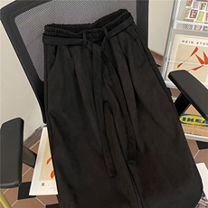 麂皮绒直筒裤男潮牌宽松阔腿休闲运动长裤1455P50，女装休闲裤，星座410-2