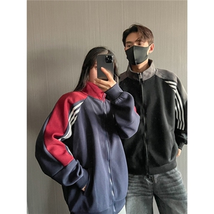 重磅全棉450克开衫立领撞色卫衣boxy短宽潮牌外套男装 RH5362-P55图片