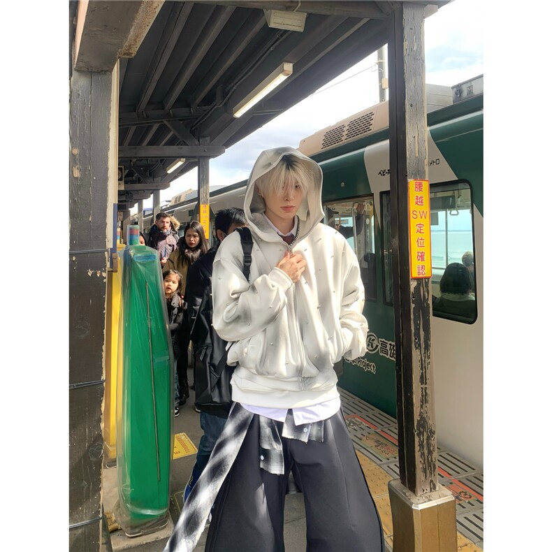 网图美潮原宿风钉珠工艺华棉连帽卫衣W1767/特P55,男装卫衣,电商B350