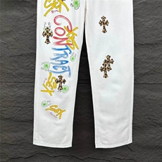 1506/QM22140/P57新款潮流涂鸦手绘牛仔裤男女情侣春秋直筒长裤，男装牛仔裤，星座1506