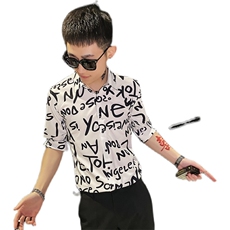 312A-118-P55新款社会小伙中袖衬衫韩版潮流男士五分袖衬衣C，男装T恤，星座312A-5