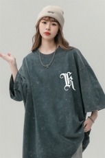 中性风23新款夏季水洗印花美式复古百搭体恤短袖DT1008P38控58，男装T恤，A247A