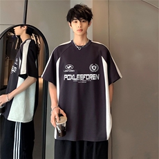 潮牌高级休闲重磅街头美式时尚男女款慵懒运动短袖T恤T22-P38，男装T恤，电商C307