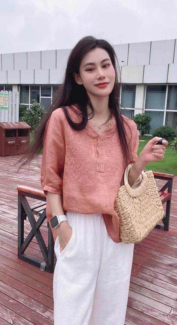 纯苎连衣裙小衫裤子裙子衬衣 时尚风 风淑女风休闲风，女装连衣裙，川哲