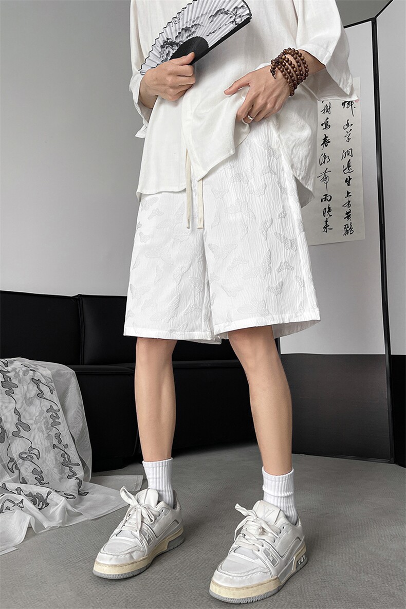8XL-M特大码短裤男新中式风冰丝蝴蝶暗花五分裤男裤DK1533P25,男装牛仔裤,电商D206-1