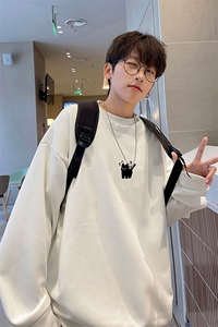 华夫格！华夫格上衣男圆领华夫格卫衣男大码长袖t恤男HY196-P30图片