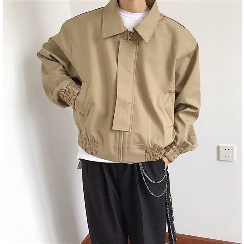 W9165-P60网图现货春季新款拉链翻领纯色青春流行短款夹克,男装夹克,星座1608-2
