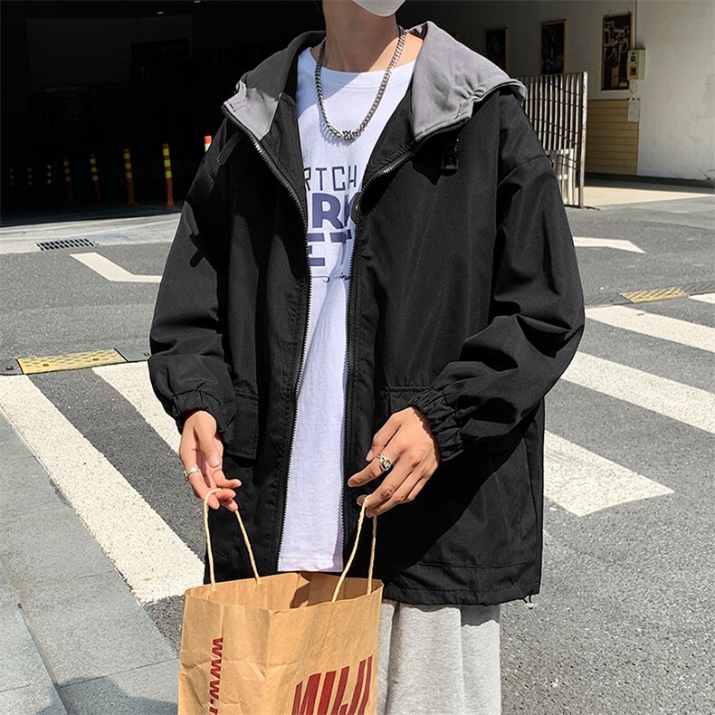 港风工装外套连帽潮牌ins宽松拼接夹克衫秋季简约百搭W1823-P58,男装夹克,星座512-4