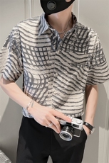 夏季花短袖衬衫男士纯棉宽松社会小伙衬衣潮流TZ96P5078，男装T恤，电商B413