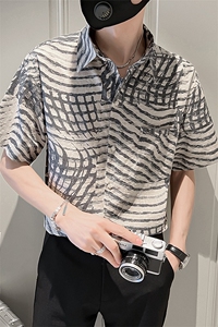 夏季花短袖衬衫男士纯棉宽松社会小伙衬衣潮流TZ96P5078图片