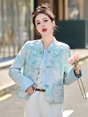 新中式刺绣提花短外套女2026春装新款今年超火小香风上衣，女装短外套，艾仟回(原伊仟回)