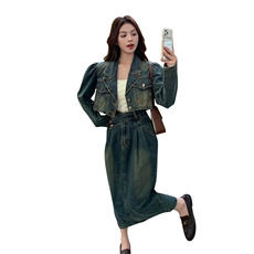 2025秋季新款个性大气时尚牛仔套装女，女装套装/套裙，1C080