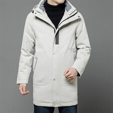 冬季新款中青年男连帽羽绒服中长款冬装外套爸爸装XXA7022-7-P355，男装羽绒服，电商B212（原钱塘6029）