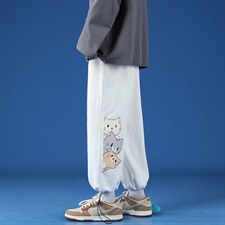 K13164-P35加绒P45春季束脚直筒运动裤男大码宽松休闲卫裤哈伦裤,男装休闲裤,电商A040