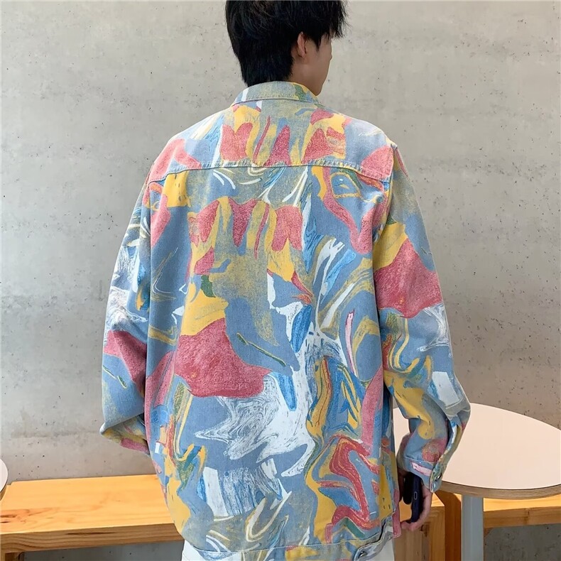 水墨涂鸦外套男春季潮牌痞帅炸街夹克美式设计感衣服219/P72,男装夹克,星座506