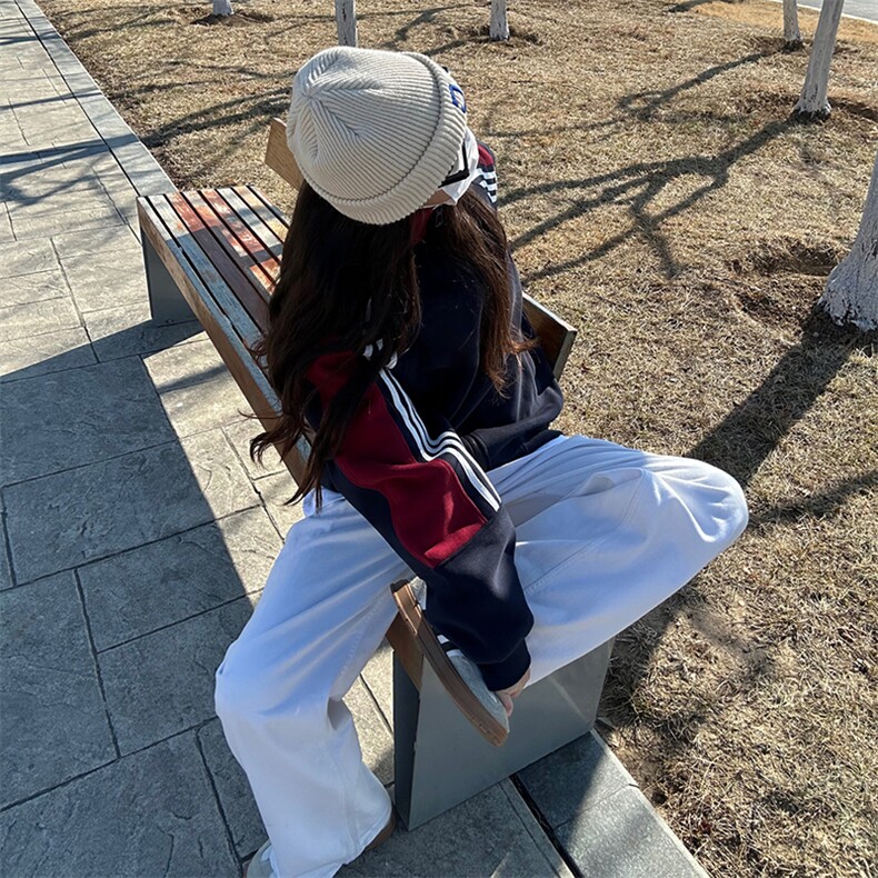 抖音得物高品质重磅26春装美式高街重磅织带拼接撞色立领卫衣外潮,男装卫衣,电商A443