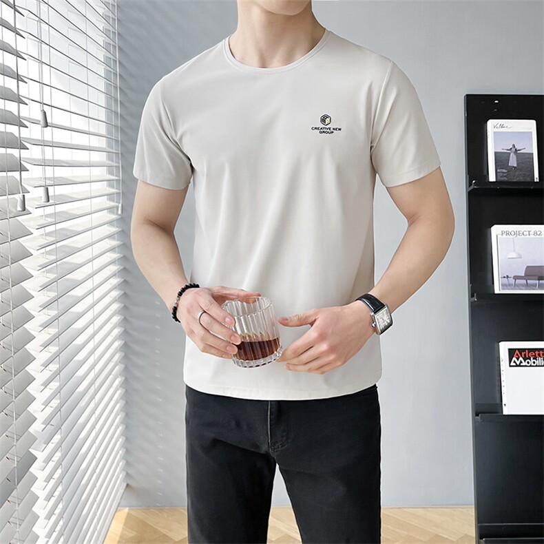 B353 A904 P25 L-4XL 夏季2025新款男士冰丝凉感速干短袖T恤肤色图片