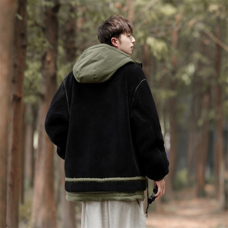 情侣棉服男士加绒加厚拼接工装保暖羊羔毛冬装外套M021-P125,男装棉衣,星座308B-2