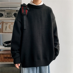 1港风宽松中性情侣潮流纯色大码M-5XL毛衣男外套7979P45加绒P55图片