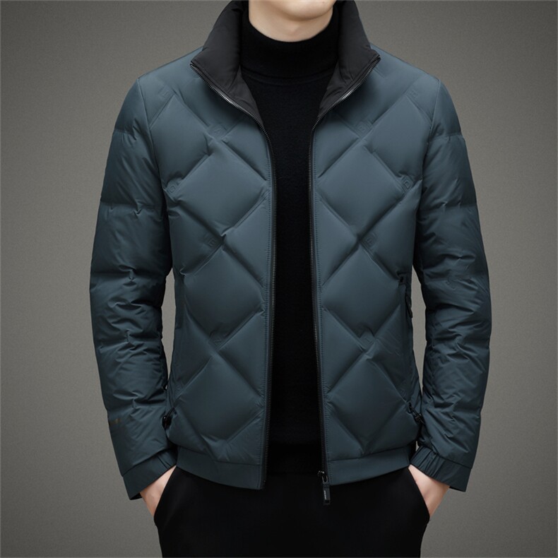 男装羽绒服冬季短款中年立领鸭绒男士上衣商务休闲加厚保暖外套，男装羽绒服，电商B212（原钱塘6029）